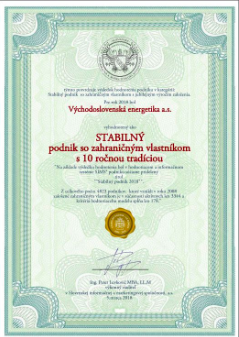 obrázok Certifikát stability 2019 - VSE a.s.